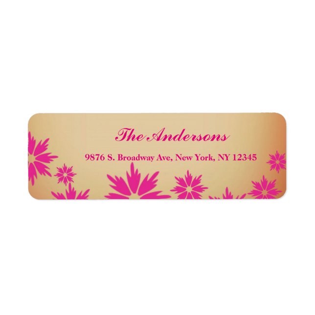 Étiquette de adresse Mariage de retour floral pers (Devant)