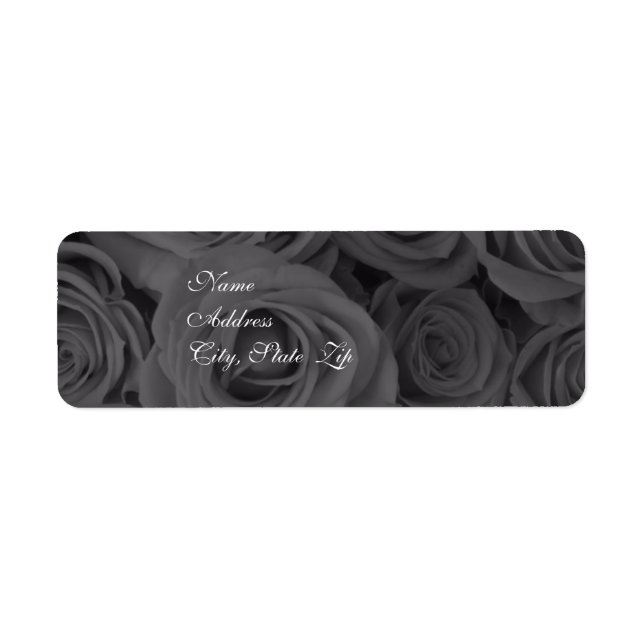 Étiquette de adresse Mariage de roses noir et blan (Devant)