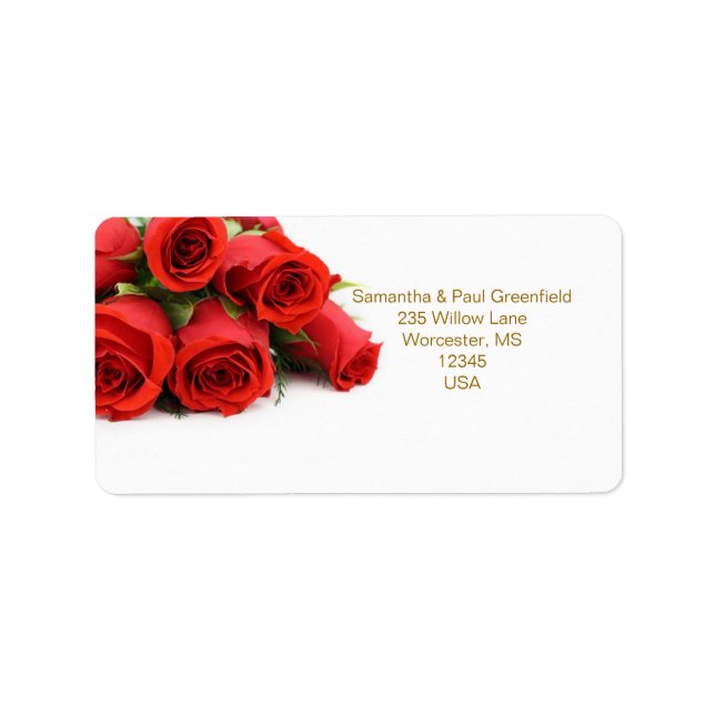 Étiquette de adresse Mariage de roses rouges (Devant)