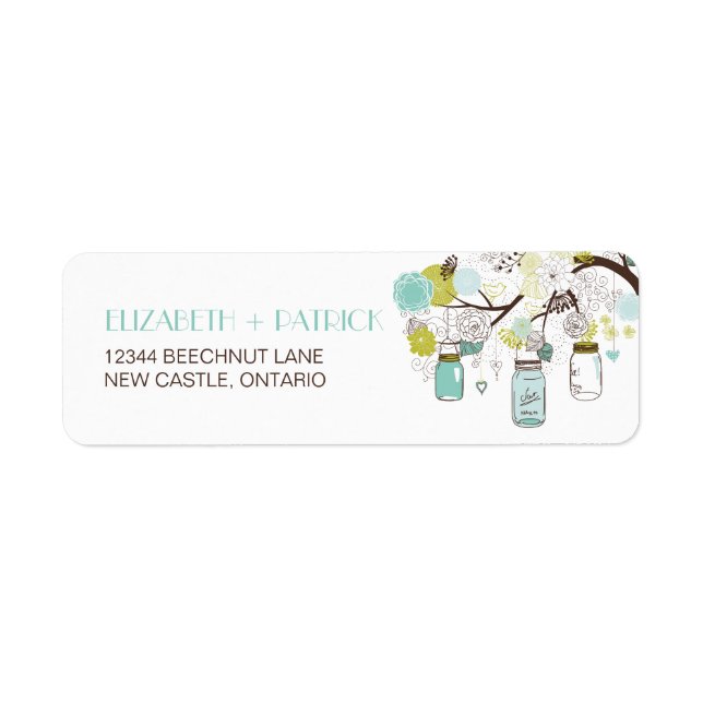 Étiquette de adresse Mariage des jarres Mason bleu (Devant)