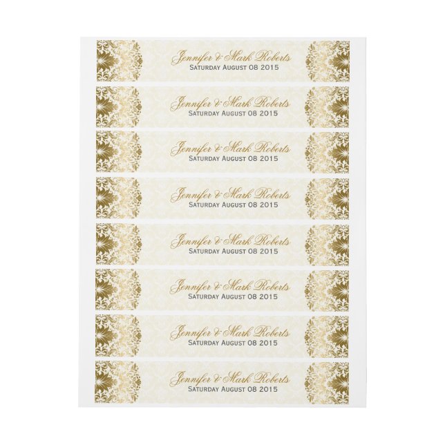 Étiquette de adresse mariage Doré Fissures Beige D (Feuille)