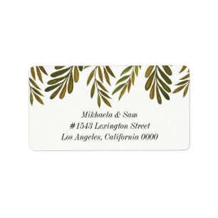 Étiquette de adresse Mariage feuille peint à la ma