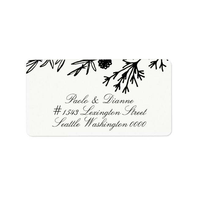 Étiquette de adresse Mariage Feuille  tiré à la ma (Devant)