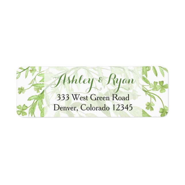 Étiquette de adresse Mariage fleuri de verdure (Devant)