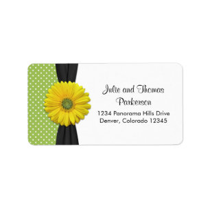 Étiquette de adresse Mariage Jaune Daisy