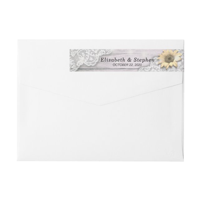 Étiquette de adresse mariage Lace Tournesol Lumièr (Dos)
