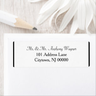 Étiquette de adresse Mariage noir blanc classique