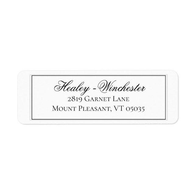 Étiquette de adresse Mariage noir et blanc élégant (Devant)