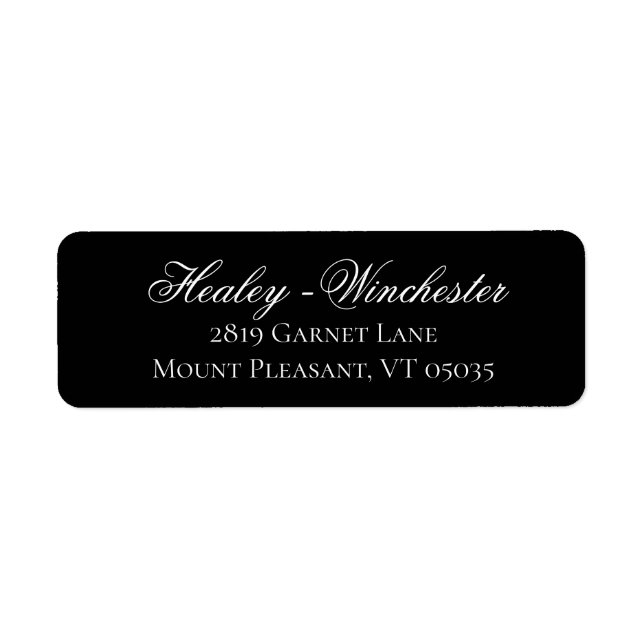 Étiquette de adresse Mariage noir et blanc élégant (Devant)