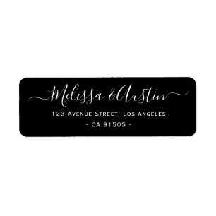 étiquette de adresse mariage noir simple et élégan