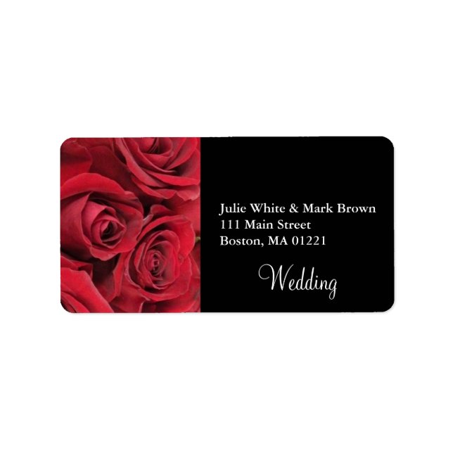 Étiquette de adresse Mariage Red Rose (Devant)