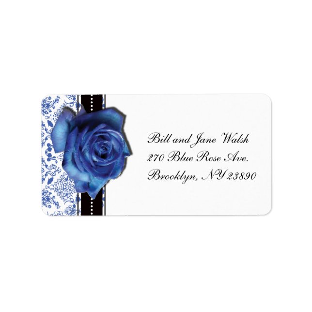 Étiquette de adresse Mariage Rose bleu (Devant)