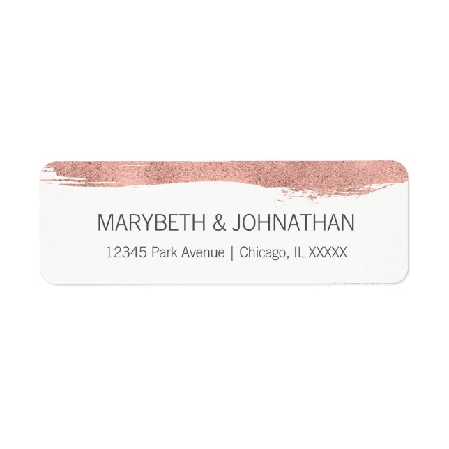 Étiquette de adresse Mariage Rose d'or moderne (Devant)