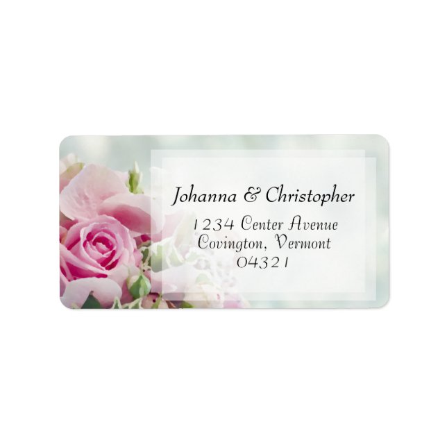 Étiquette de adresse Mariage rose Roses (Devant)
