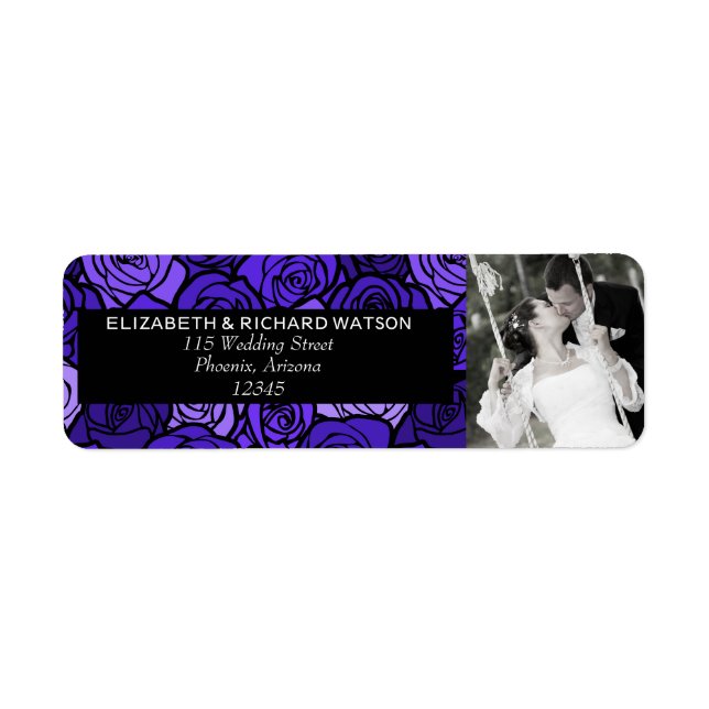 Étiquette de adresse Mariage rose vintage (Devant)