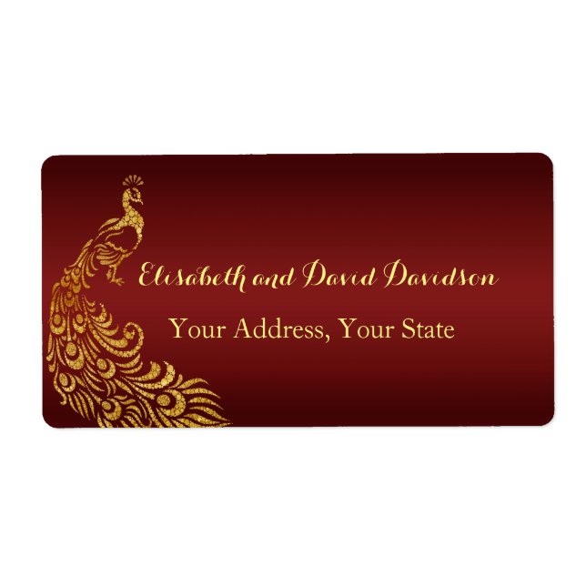 Étiquette de adresse Mariage Royal Burgundy Gold P (Devant)