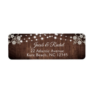 Étiquette de adresse Mariage Rustique Lace & Strin