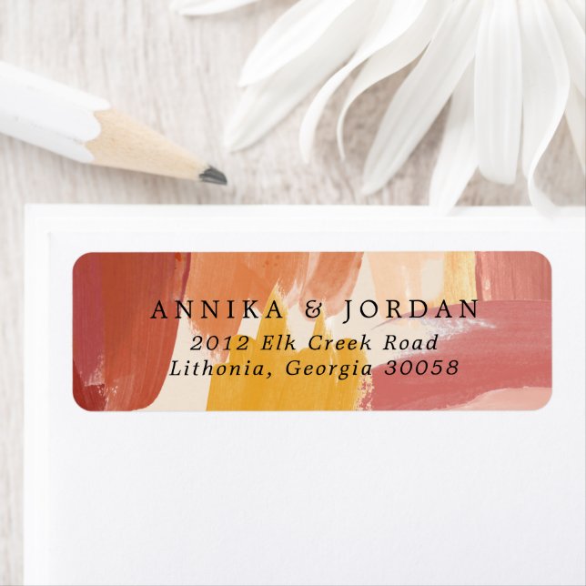 Étiquette de adresse Mariage Terracotta Sunrise (En situation)