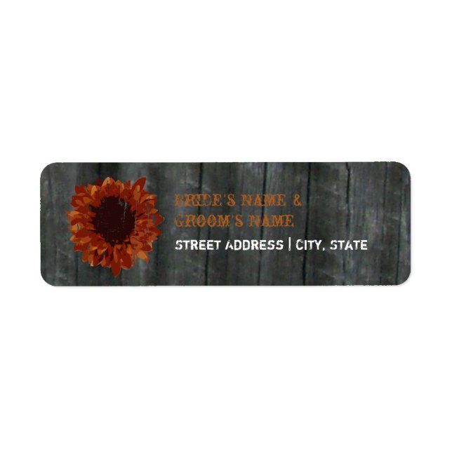 Étiquette de adresse mariage - Tournesol et bois d (Devant)