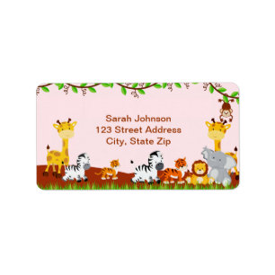 Étiquette de adresse mignon de bébé de jungle de