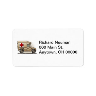 Étiquette de adresse militaire d'ambulance de