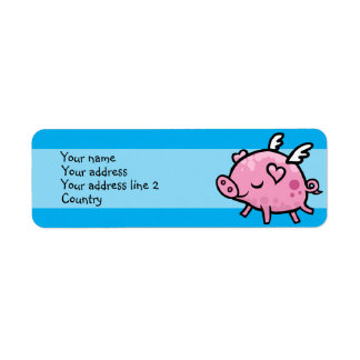 Étiquette de adresse mince de porc volant