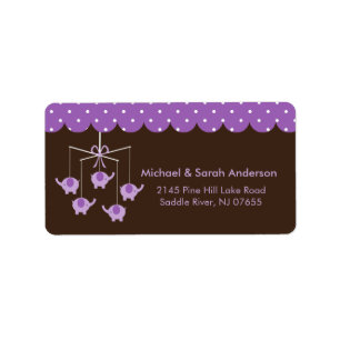 Étiquette de adresse mobile Sweet Purple Elephant