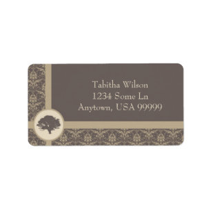 Étiquette de adresse Mocha Oak Damask