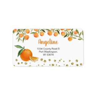Étiquette de adresse moderne Citrus Orange