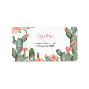 Étiquette de adresse moderne Peach Succulent