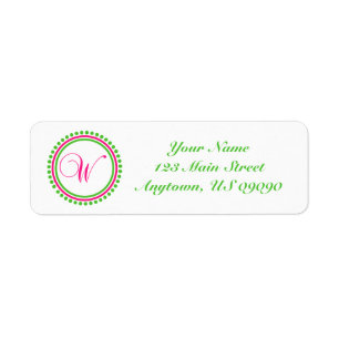 Étiquette de adresse Mongramme du point W (rose /
