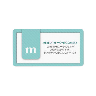 Étiquette de adresse Monogram Mint Green Designer