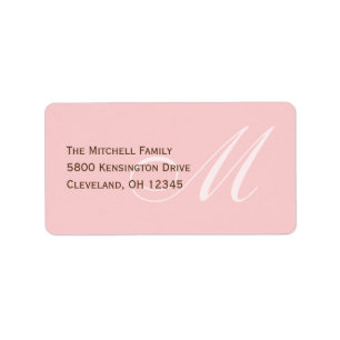 Étiquette de adresse Monogramme classique - Rose