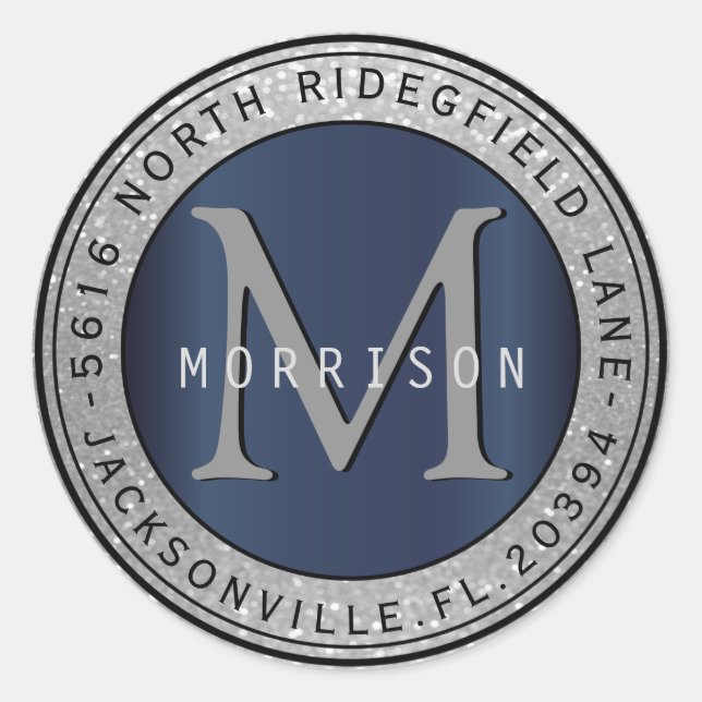 Étiquette de adresse Monogramme en Parties scintil (Devant)