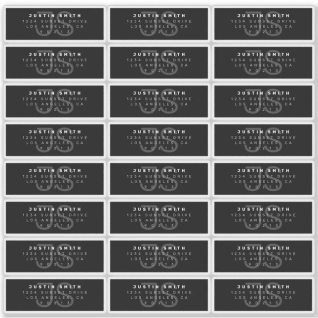 Étiquette de adresse Monogramme moderne transparen (Devant)