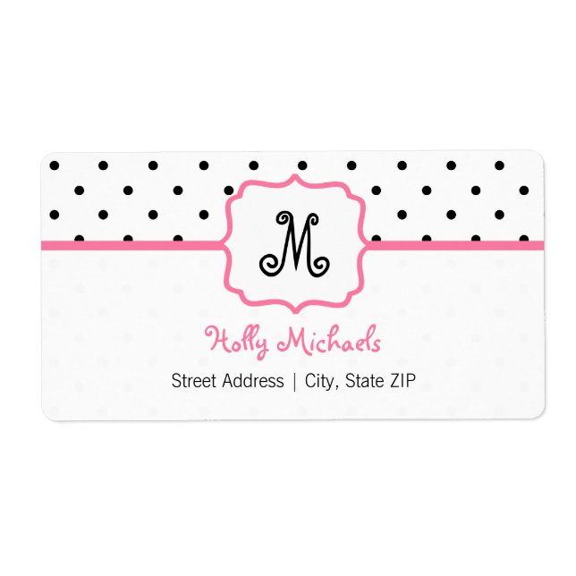 Étiquette de adresse Monogramme - Point Polka / Ro (Devant)