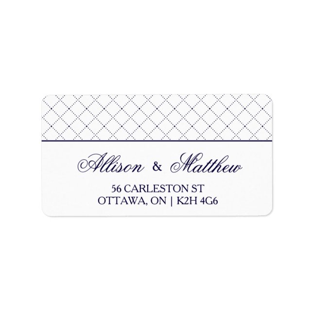 Étiquette de adresse Motif Classy Navy Blue Check (Devant)