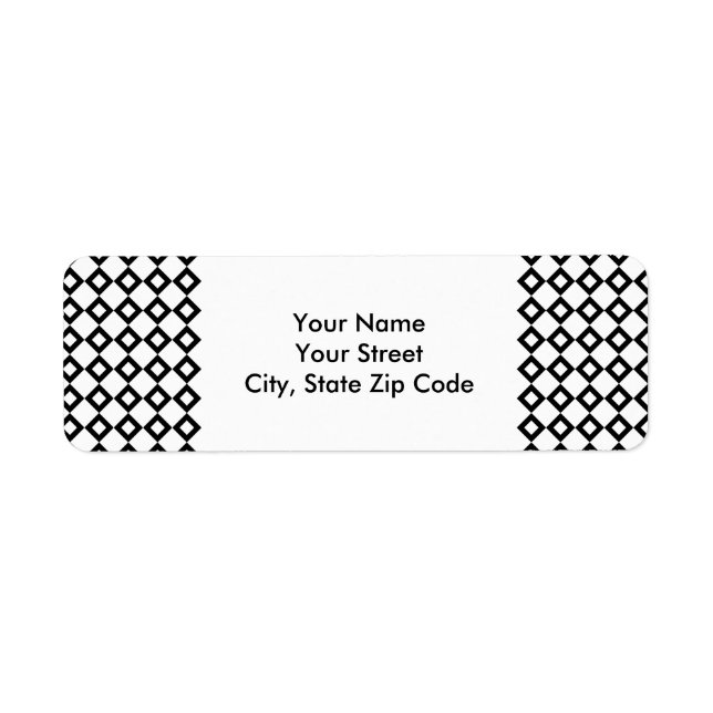 Étiquette de adresse Motif Diamant blanc et noir (Devant)