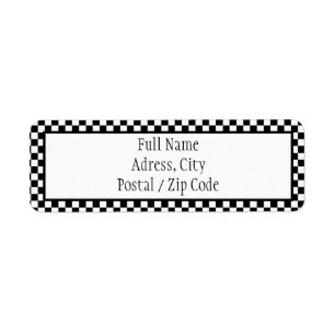 Étiquette de adresse noir et blanc À damiers