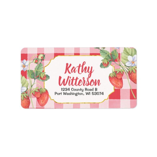 Étiquette de adresse Pastel Berry Sweet Strawberry (Devant)