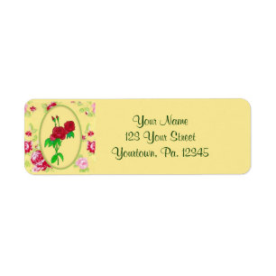 Étiquette de adresse peint de roses