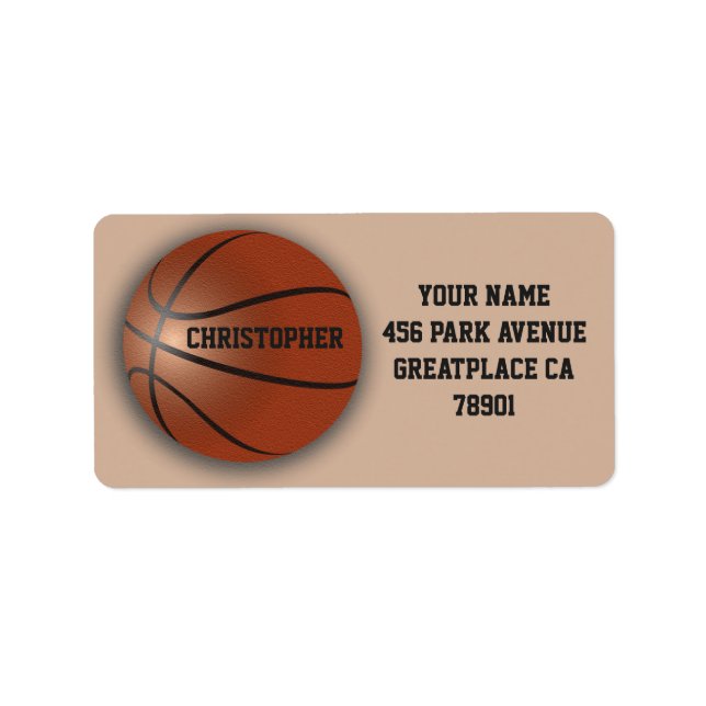 Étiquette de adresse personnalisé de basket-ball (Devant)