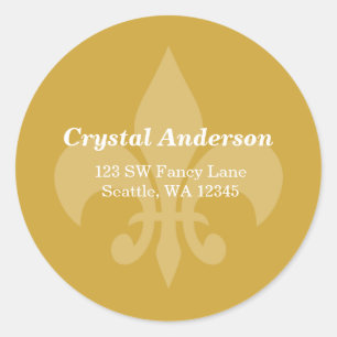 Étiquette de adresse personnalisé Gold et White Fl