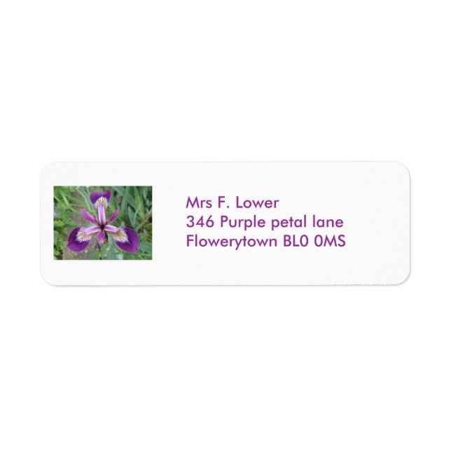 Étiquette de adresse personnalisé Iris violet (Devant)