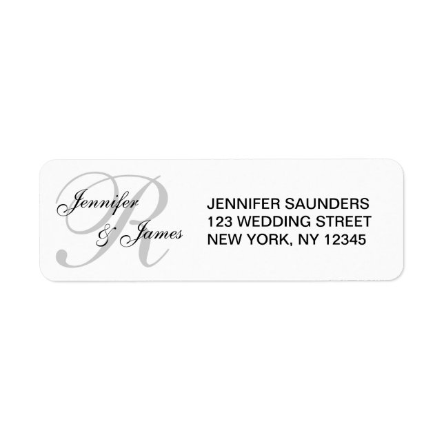 Étiquette de adresse personnalisé Mariage monogram (Devant)