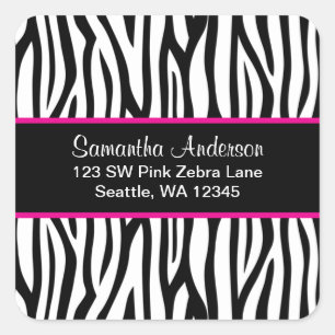Étiquette de adresse personnalisé Zebra bleu noir 