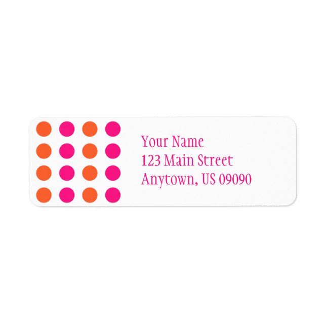 Étiquette de adresse pois (rose / orange) (Devant)