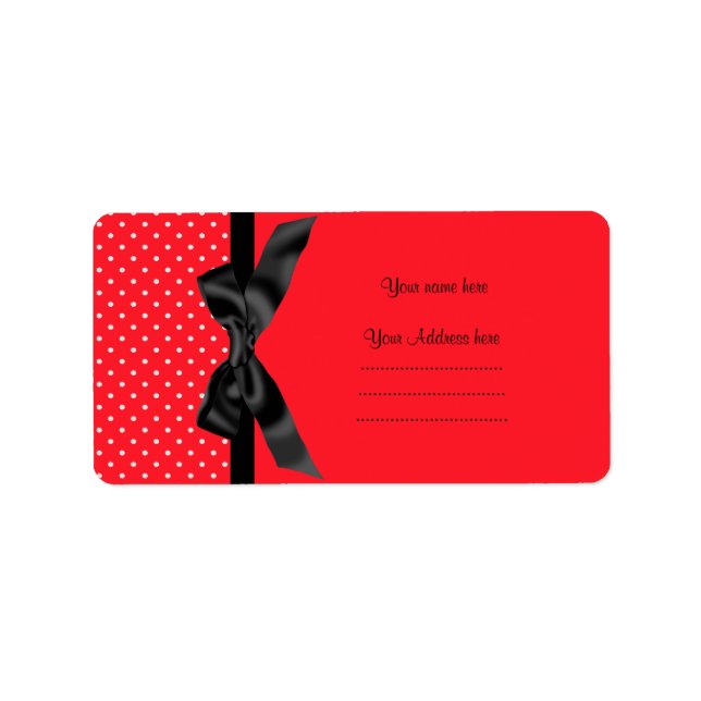 ÉTIQUETTE DE ADRESSE POLKA POT BLANC ROUGE MODERNE (Devant)