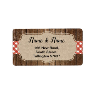Étiquette de adresse Red en vichy BBQ Burlap