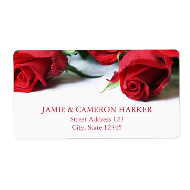 Étiquette de adresse romantique de Roses rouges (Devant)